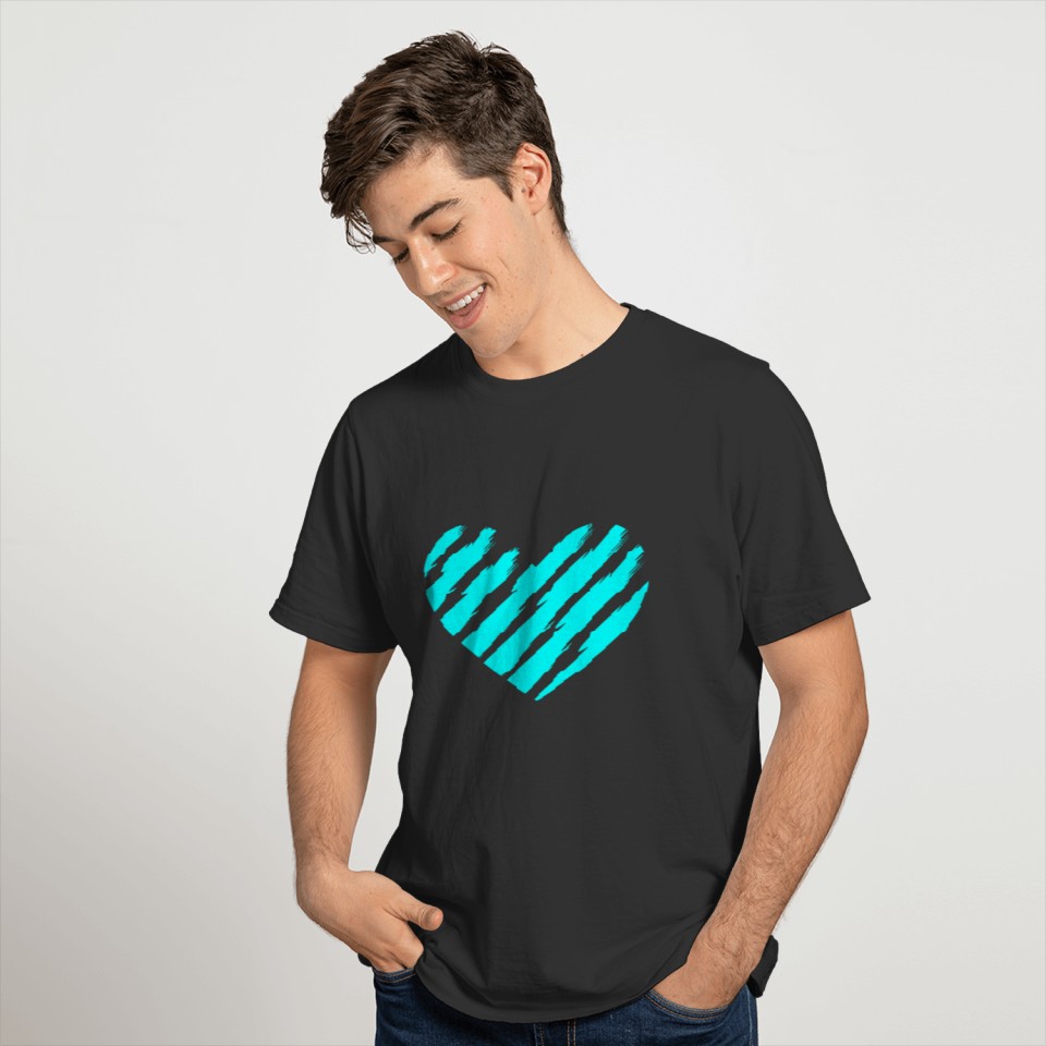 Heart design water blue T-shirt