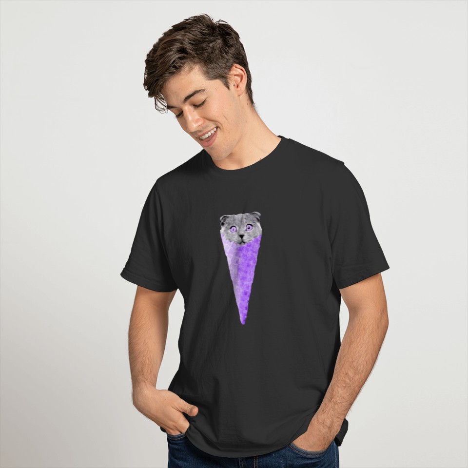 Cat Graphic Purple Cat Ice Cream Cone Cat Clipart T-shirt