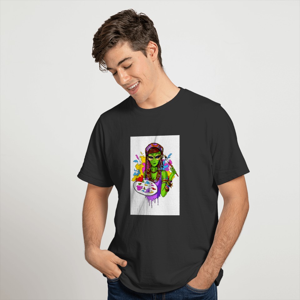 Space Alien Painter T-shirt