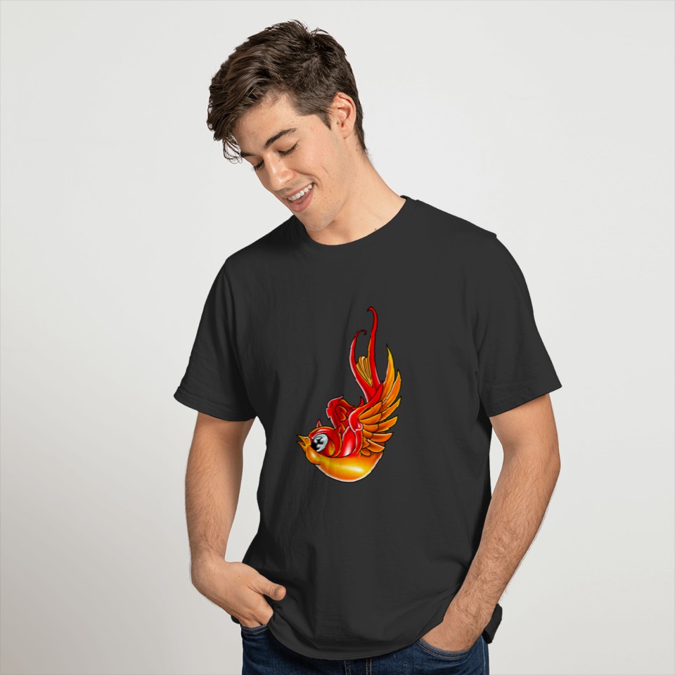 angry red devil bird with horns T Shirts