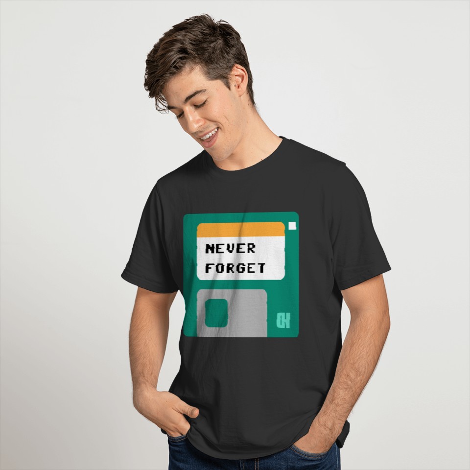 Floppy Disk Never Forget green T-shirt