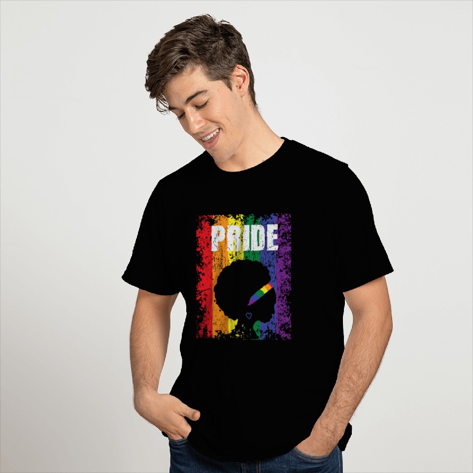 LGBT Rainbow Flag African American Gay Pride Queen T Shirts