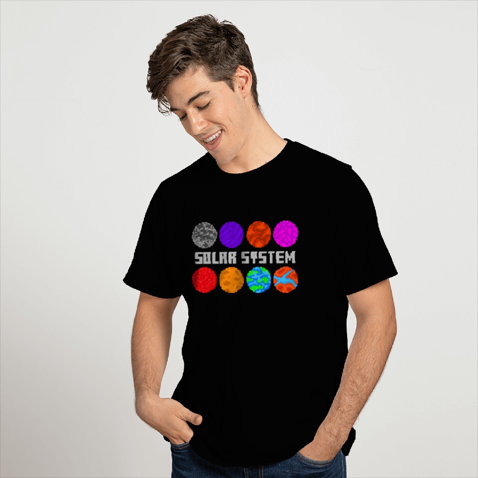 Retro Pixel Solar System T Shirts