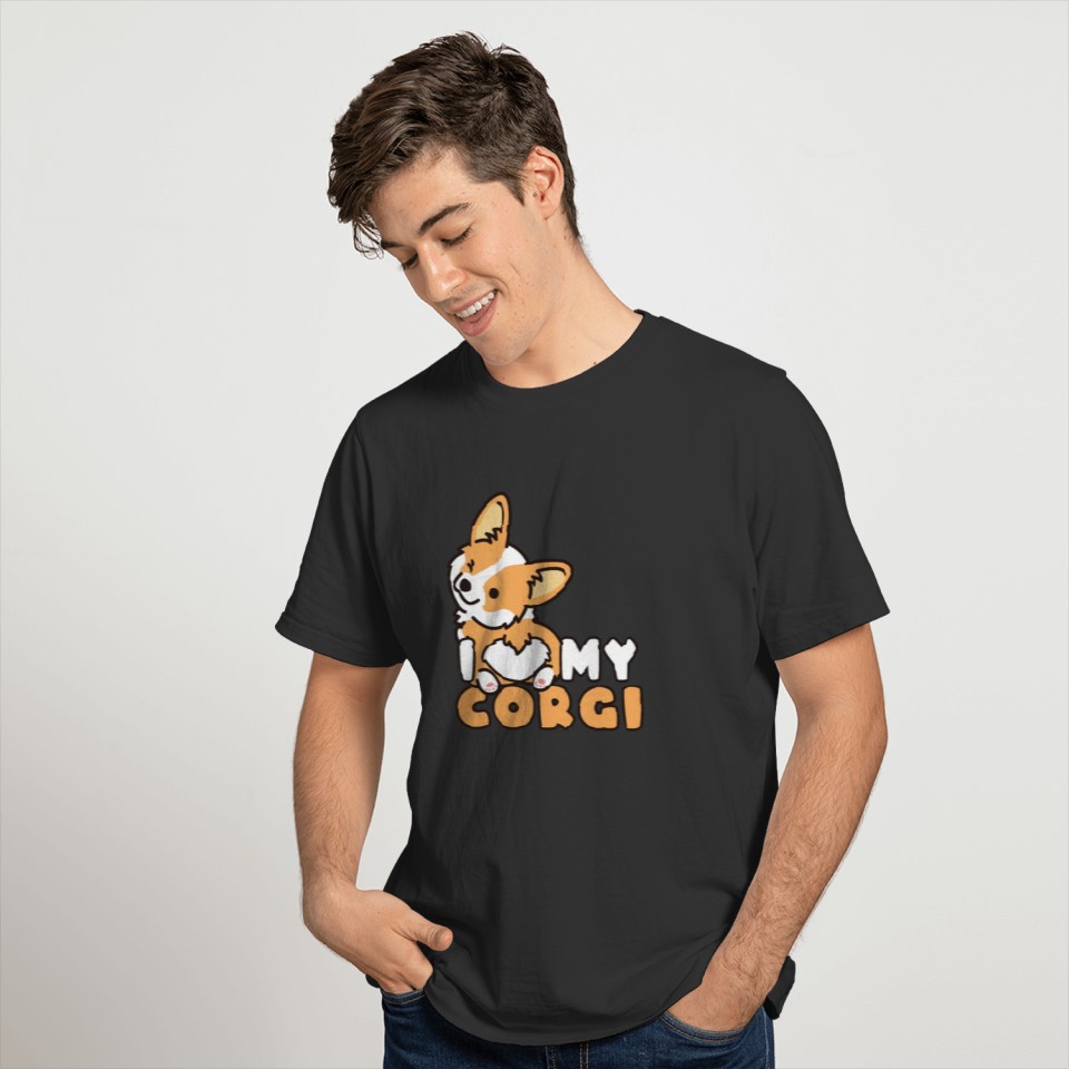 I love my corgi funny dog cute puppies T-shirt