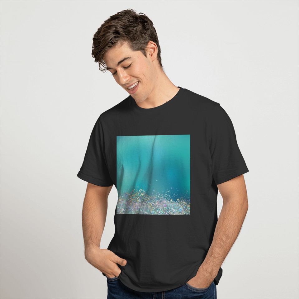 Teal Holographic Glitter Gradient Pretty Fancy T Shirts