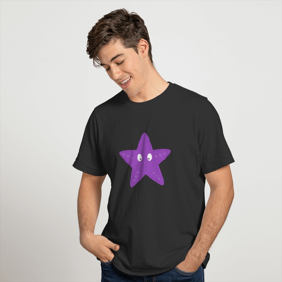 Cute Starfish Purple Cartoon T-shirt