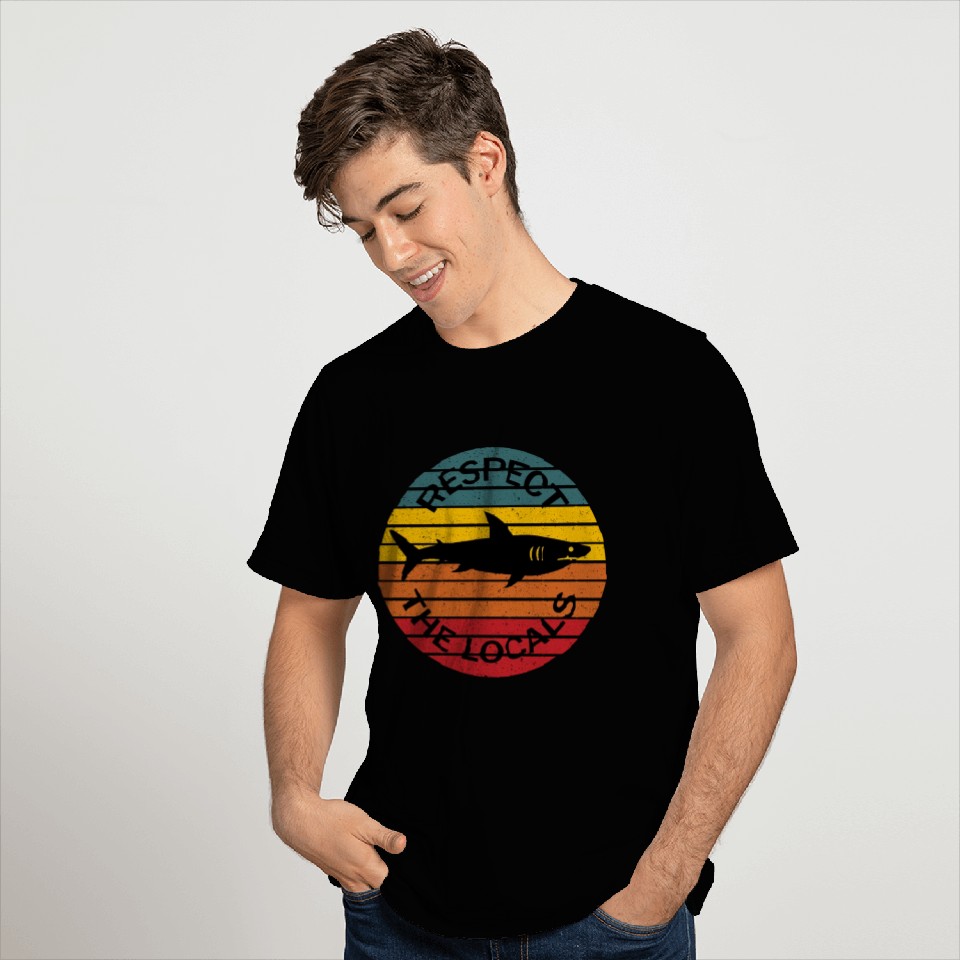 Respect the locals shark Vintage Retro T Shirts