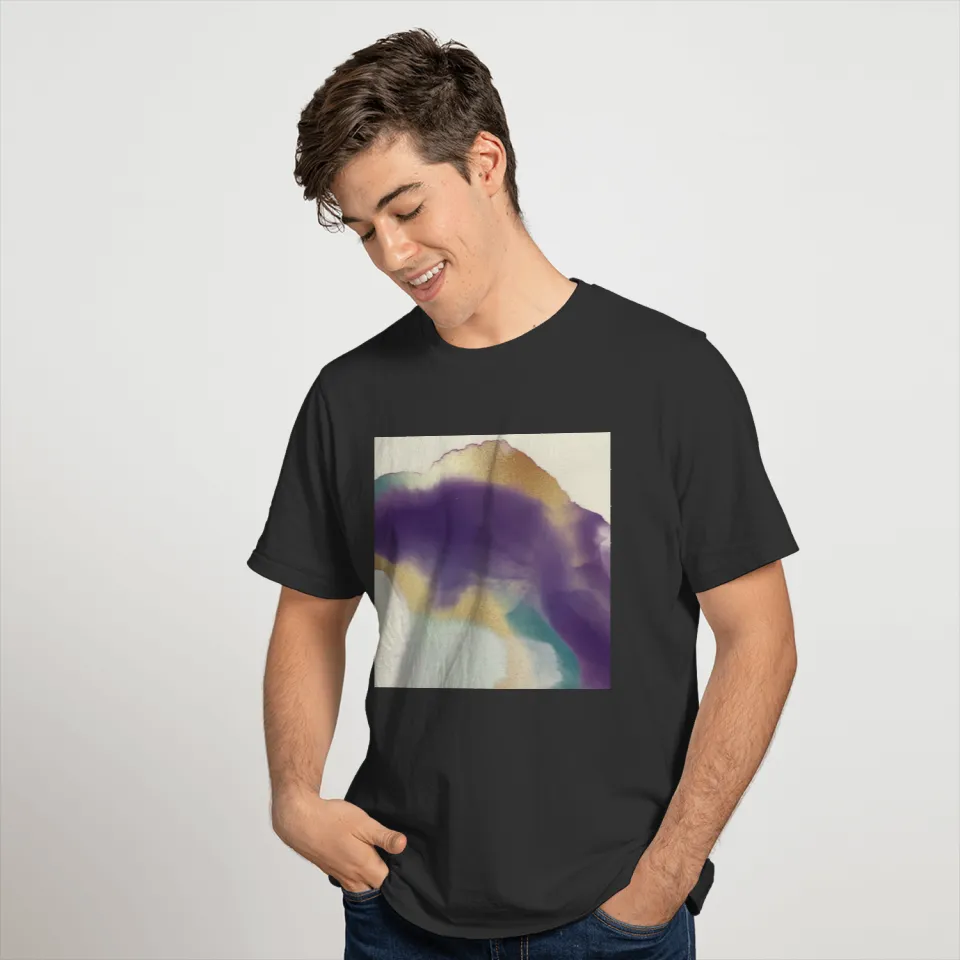 Purple Watercolor Gold Abstract Painting Modern T Shirts