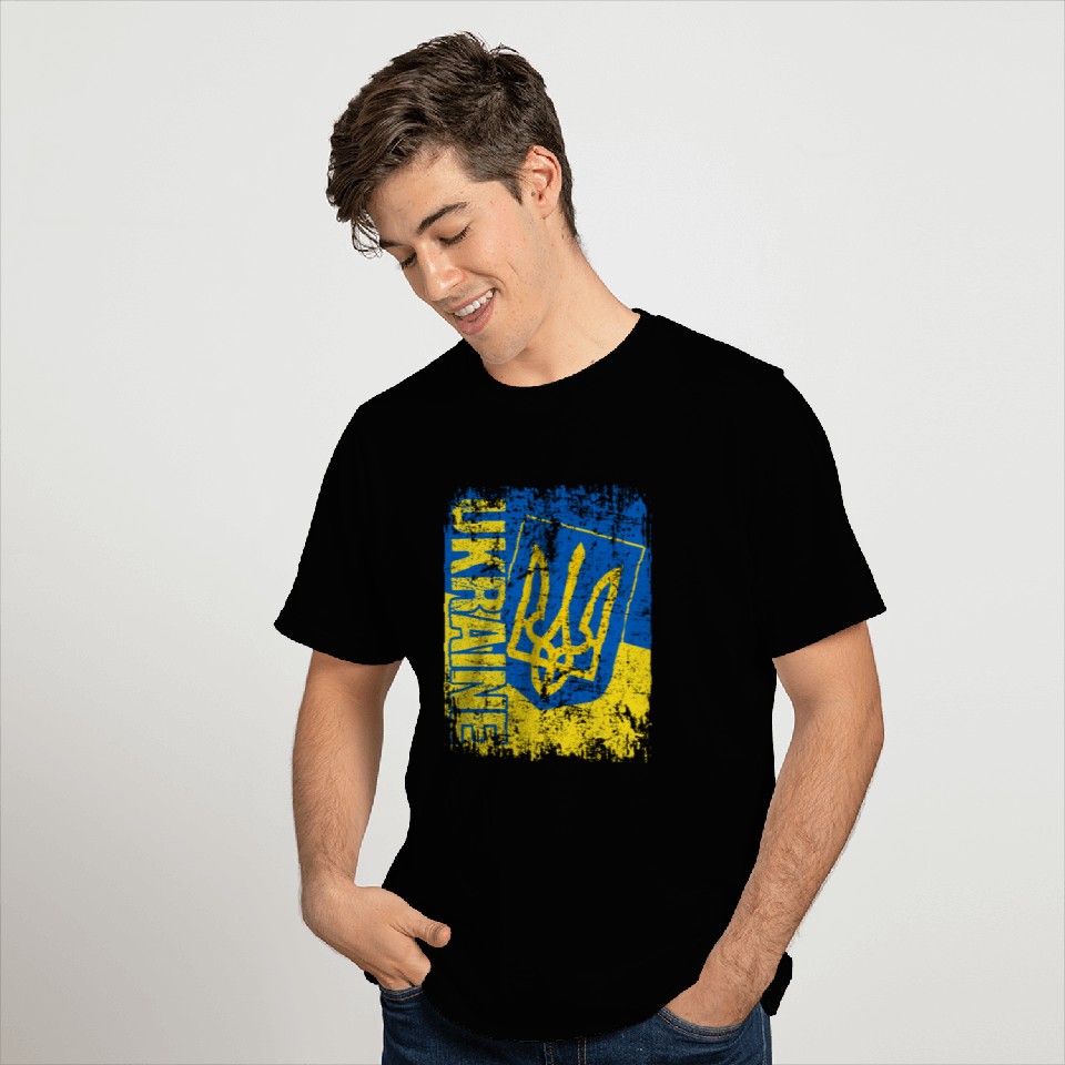Ukraine Flag Big Vintage Retro Flag Gift T Shirts