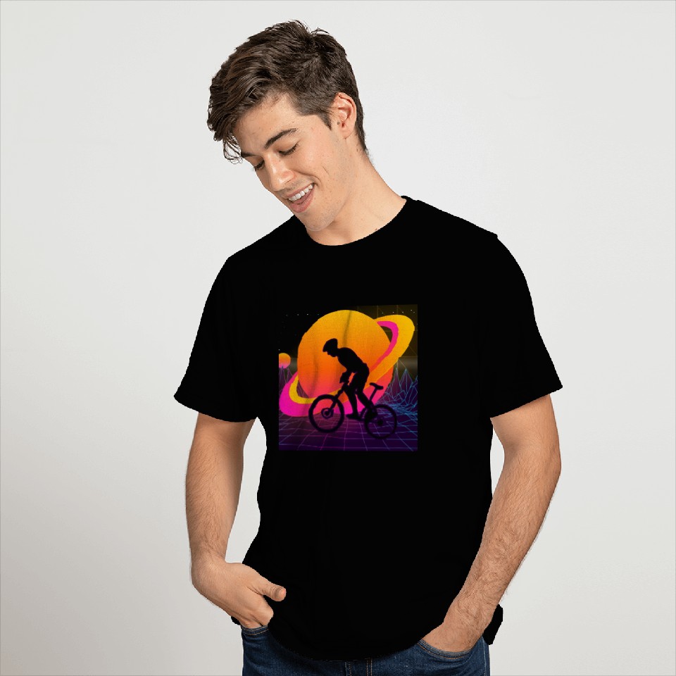 Mountain Biking Retrowave Synthwave Gift T Shirts