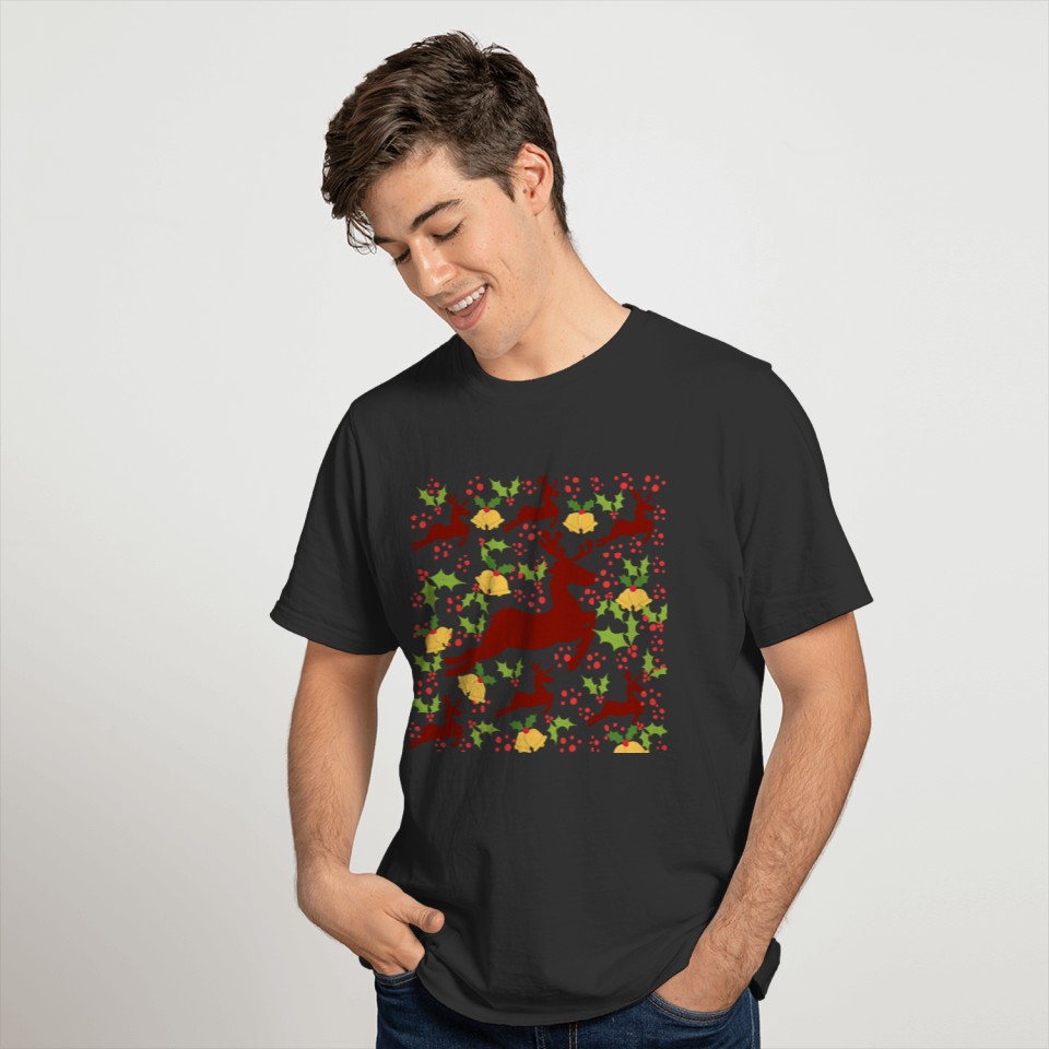 Reindeer Christmas bell print T-shirt