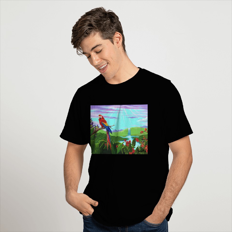 Scarlet Macaw, Exotic Bird of Paradise T Shirts