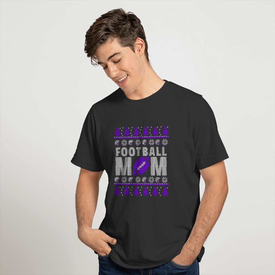 Purple and White Football Mom Ugly for Christmas T Shirts