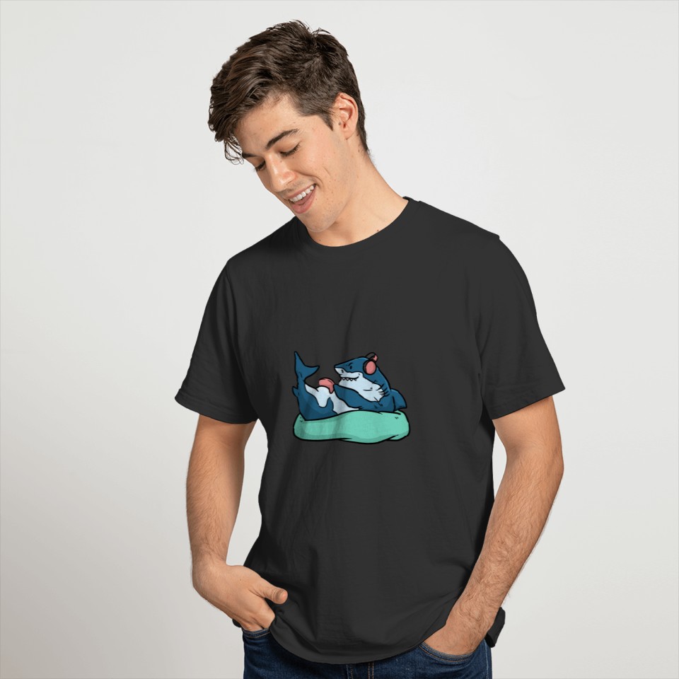 Chilling Blue Shark On A Bean Bag Chair T-shirt
