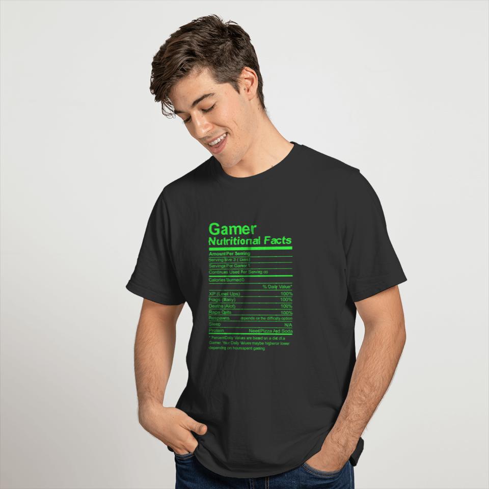 Gamer Nutritional Facts - on Back T-shirt