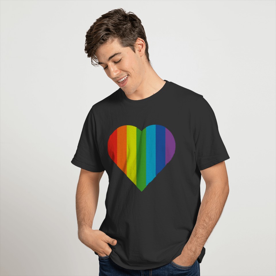 Rainbow heart simple T-shirt
