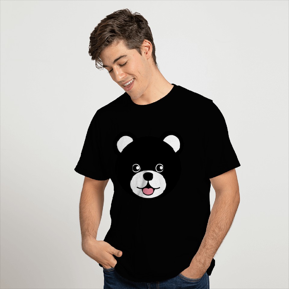 Cute Black Teddy Bear Face T Shirts
