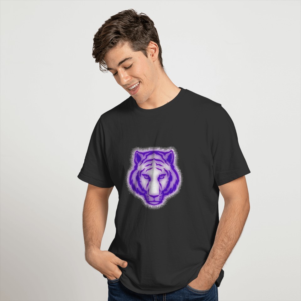 blue lion Graphic Halftone Effect art T Shirts