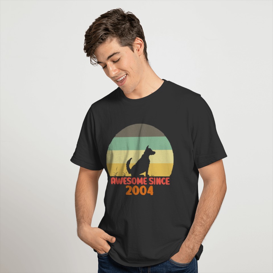 Awesome 2004 - Dog Retro Vintage Sunset Birthday T Shirts