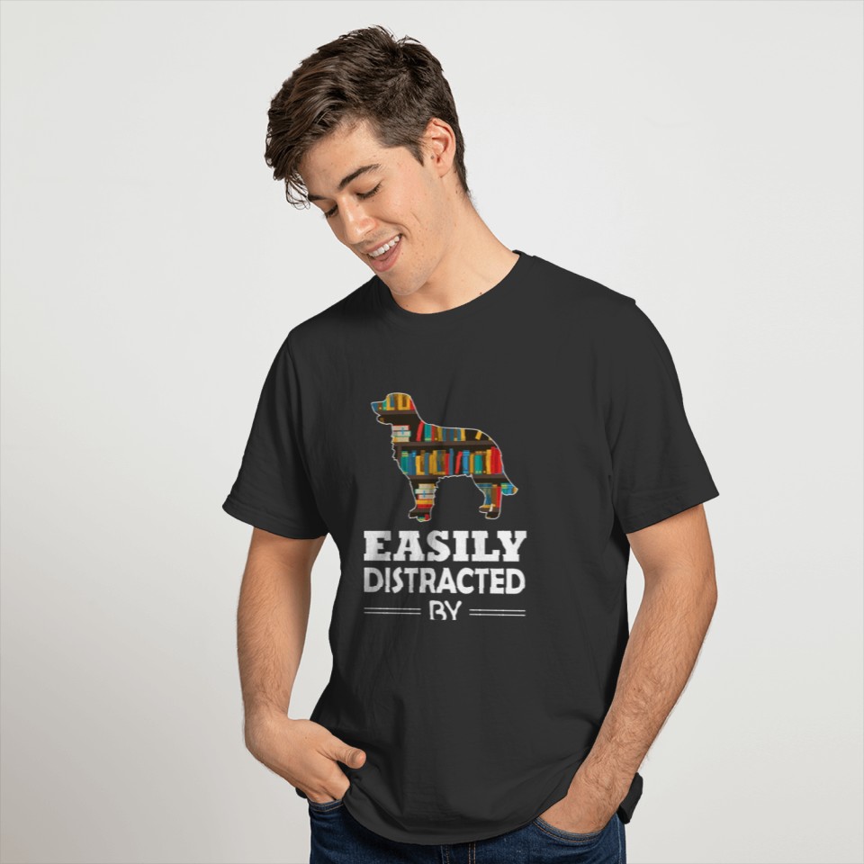 Easily Distracted By Dogs And Books Dogs And Books T-shirt