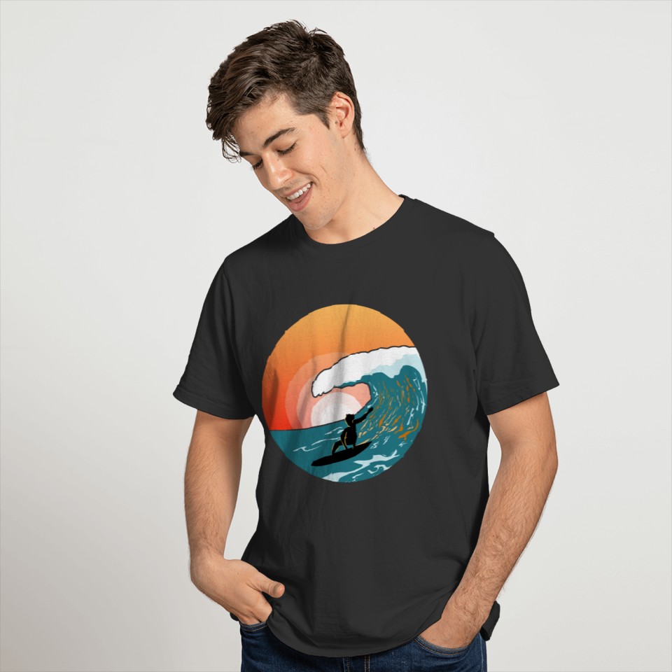 Ocean Wave Summer Watersports Sunrise Surfboard T Shirts