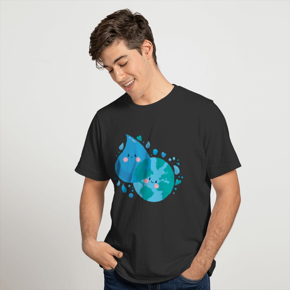 World water day with happy faces T-shirt