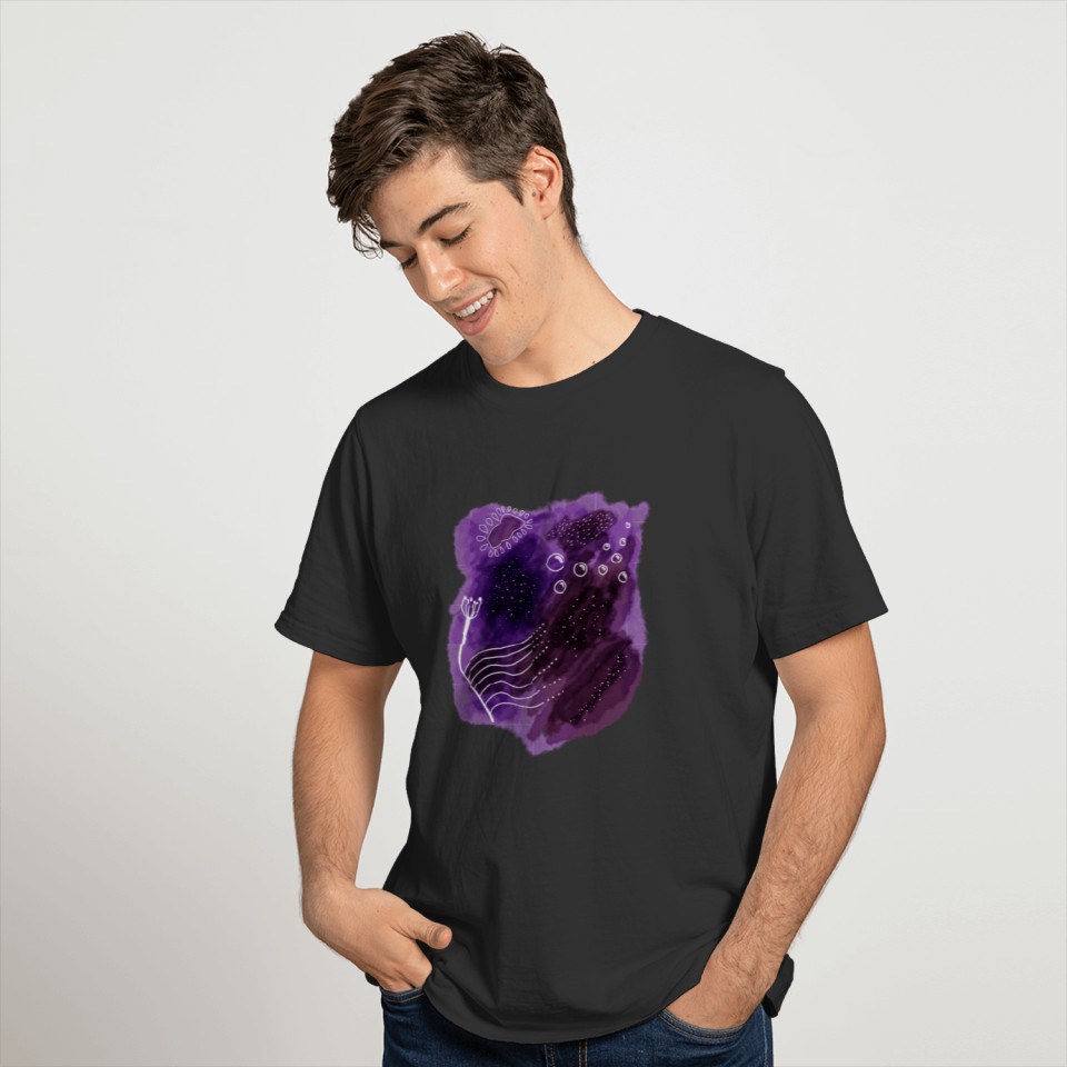 Watercolor Abstract Art Galaxy Purple T Shirts