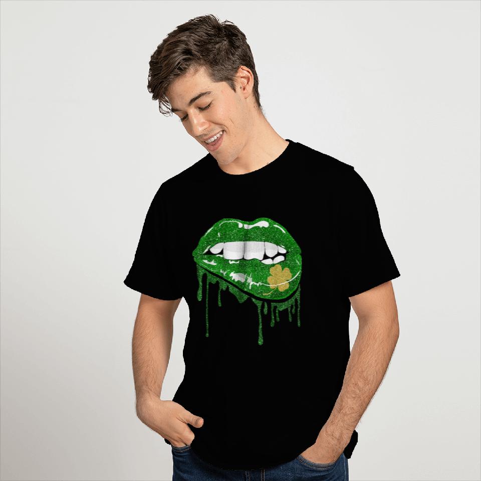 Costume Green Shamrock Lips T Shirts