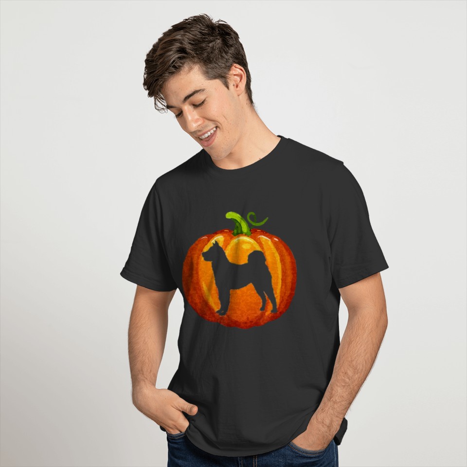 Akita Carved In Pumpkin Dog Owner Halloween TShirt T-shirt
