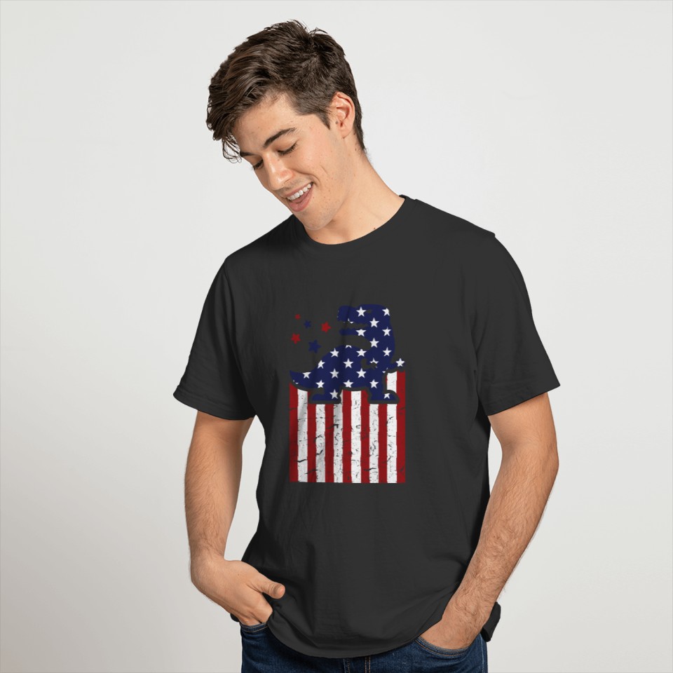 USA Dino Tyrannosaurus Flag Independence Day Gift T Shirts