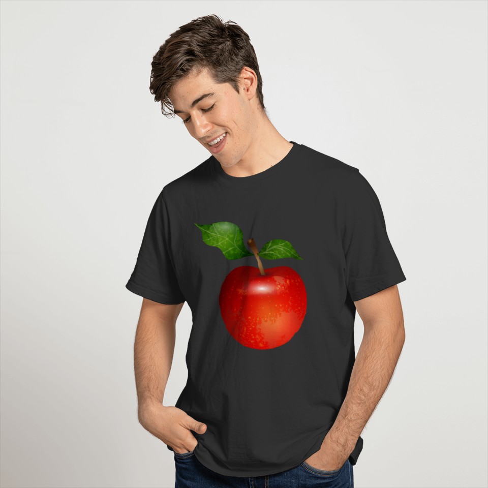 bright red apple with two leaves T-shirt