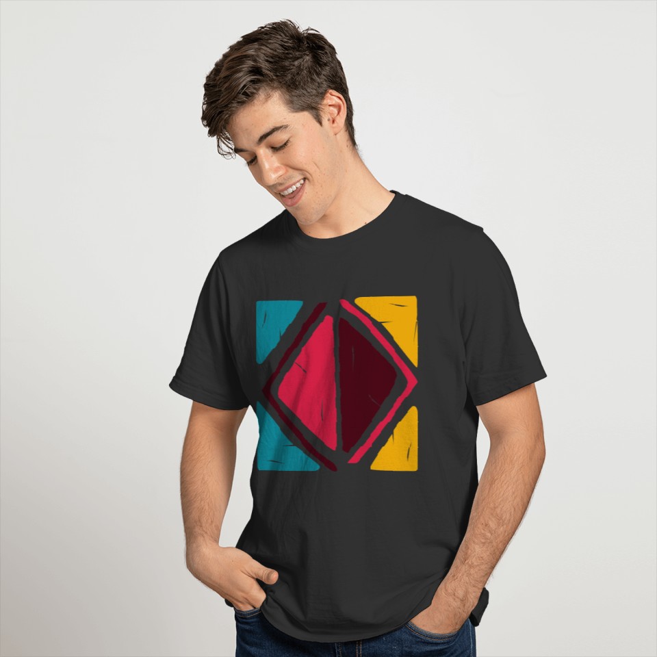Hand Painted Tribal Shapes Retro Classic Colors T-shirt