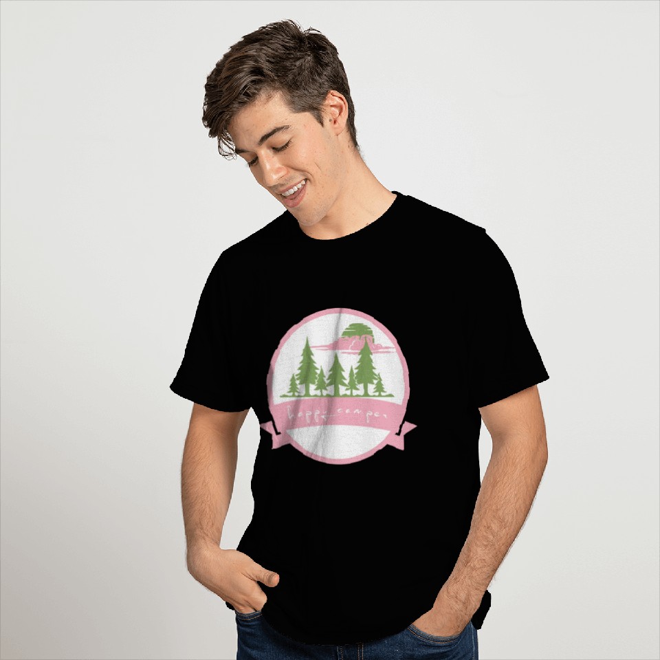 Pink Happy Camper T Shirts