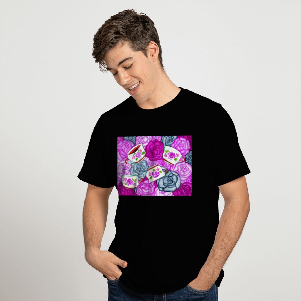 Cups and Roses Violet Palette T Shirts