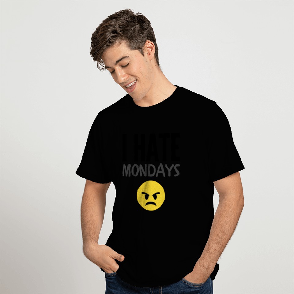 I Hate Mondays - Angry Face (black text version) T Shirts