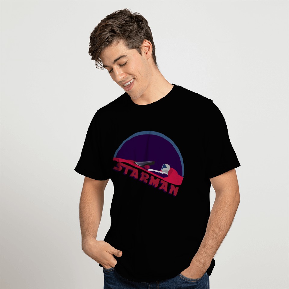 spacex starman to the moon T Shirts