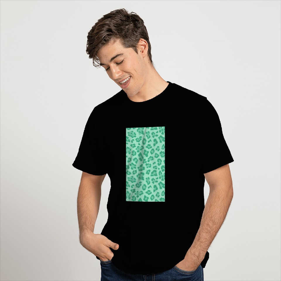 Light Mint Seafoam Green Leopard Print T Shirts