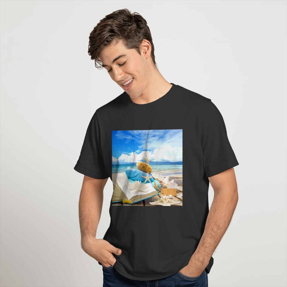 Beach Photography Neck Gator Starfish Sponge Book T-shirt