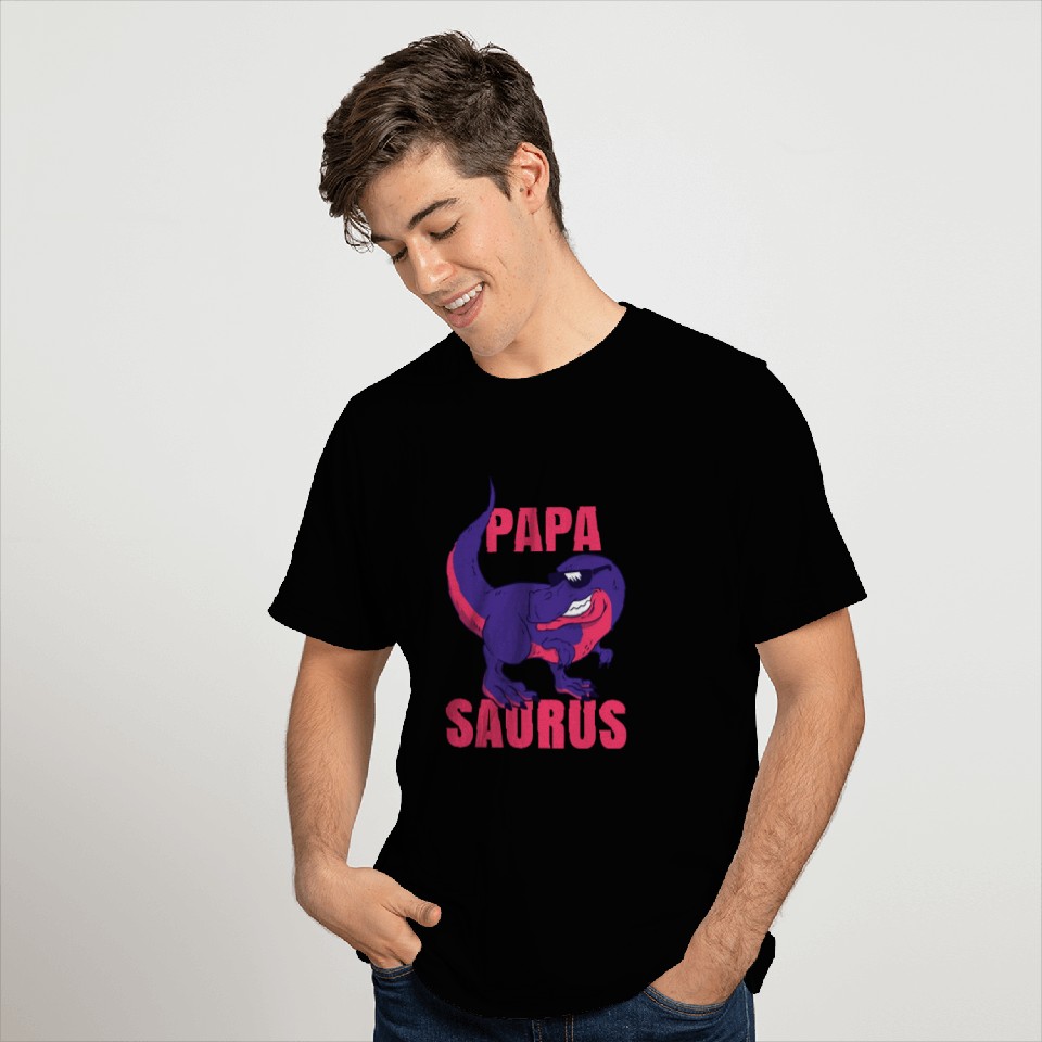 Papasaurus T Rex Funny Dinosaur Papa Saurus T Shirts