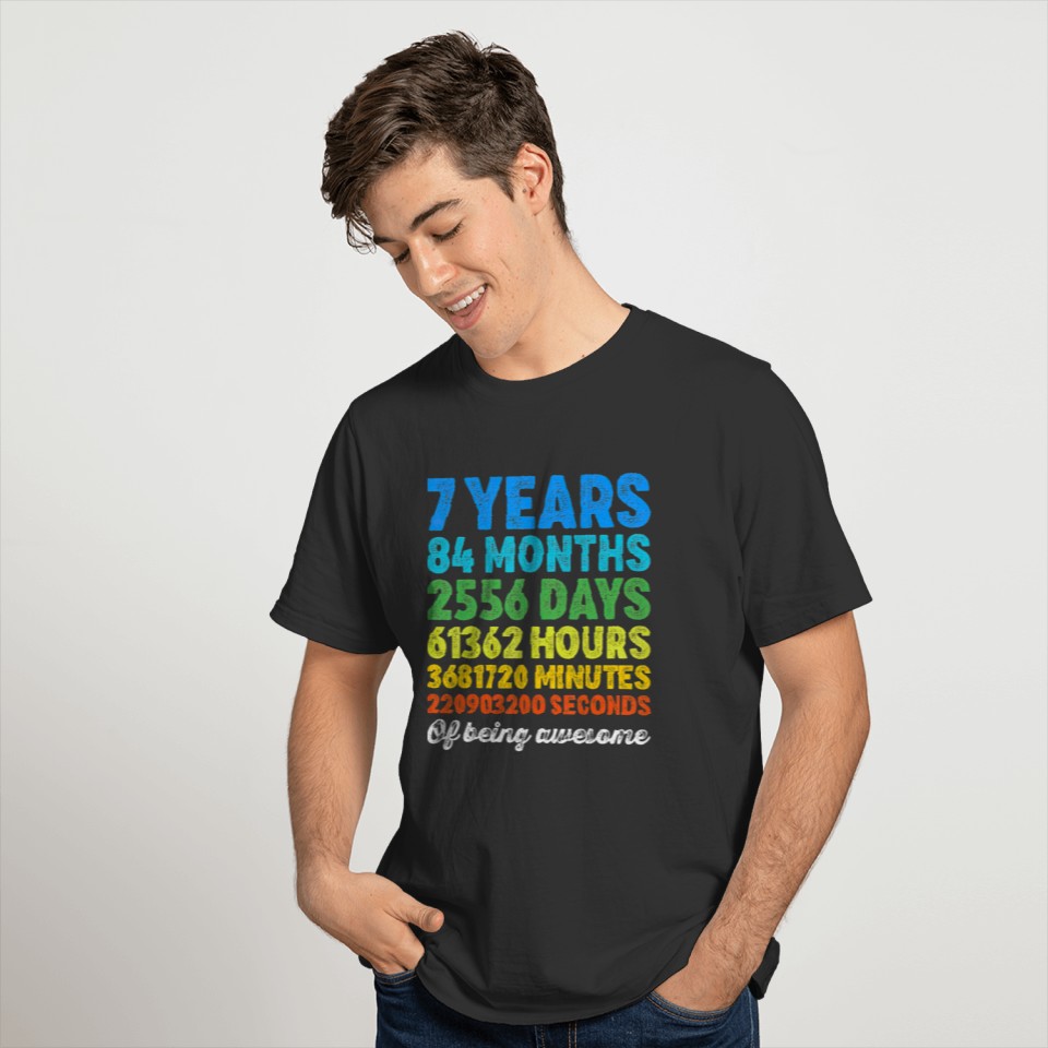 7 Years Old 7th Birthday Vintage Retro Countdown T-shirt