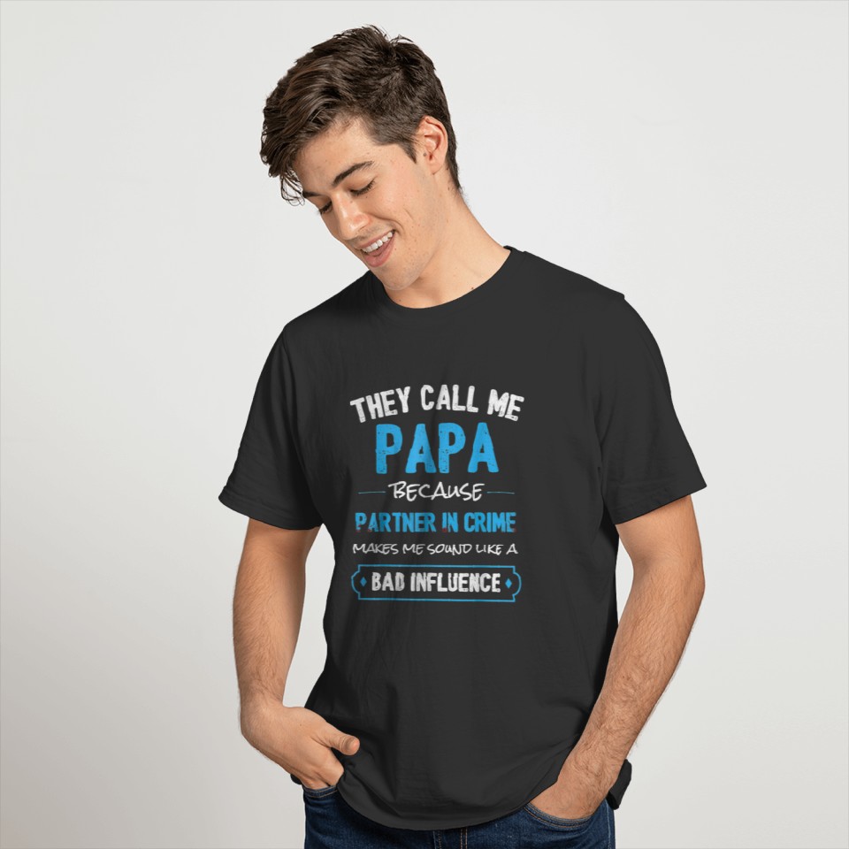 Funny Grandpa Gifts s Papa Partner In Crime T-shirt