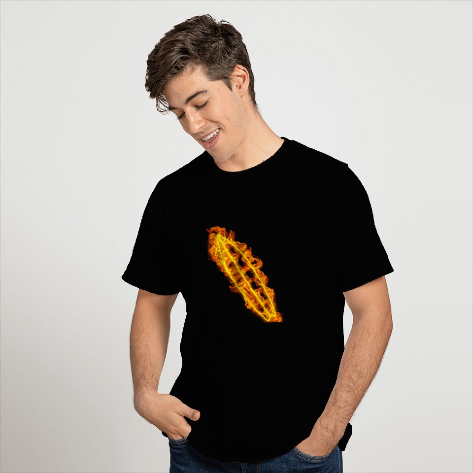 Fire Surfing Flames Surfer's Board T Shirts