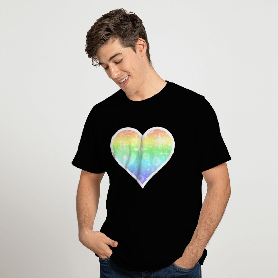 Kawaii Pastel Rainbow Heart Design T Shirts
