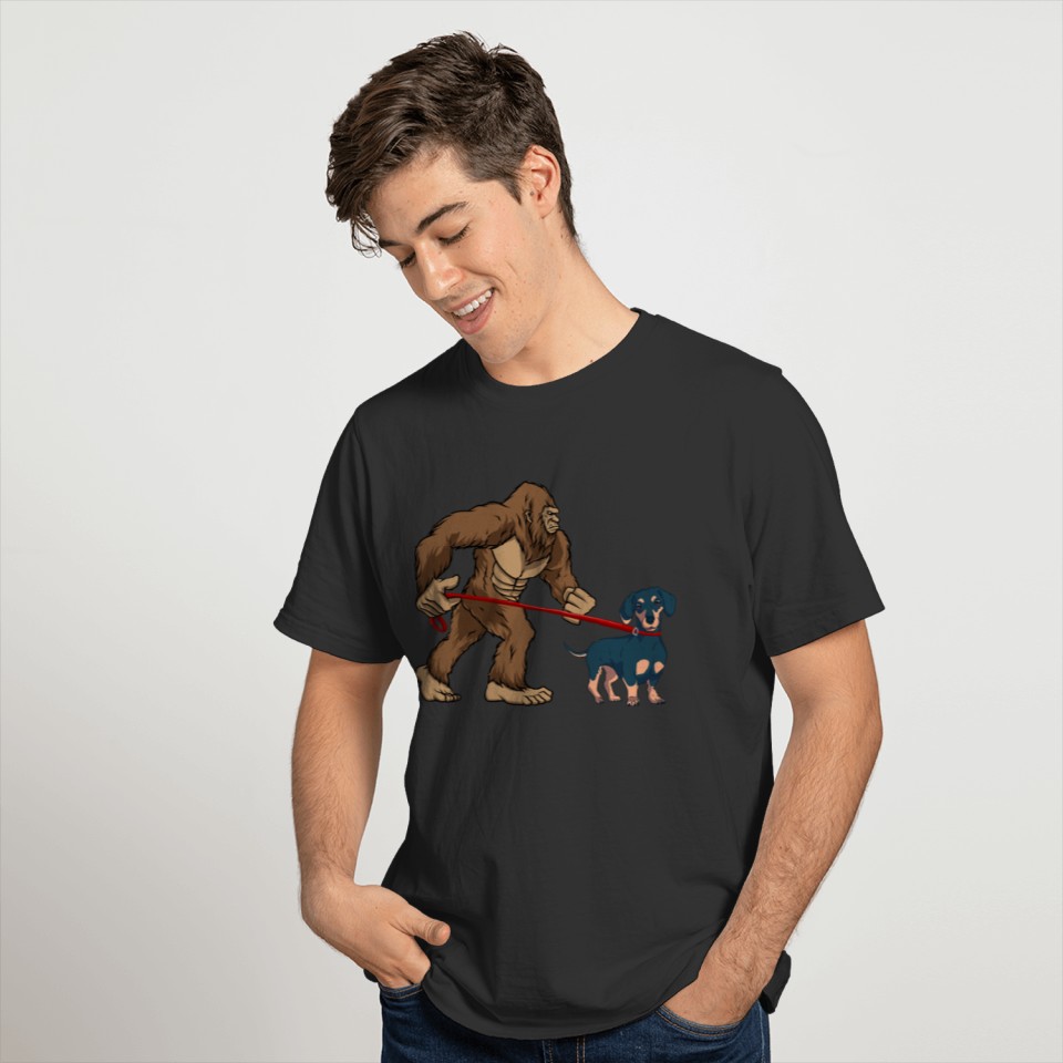 Bigfoot Walking Dachshund Funny Sasquatch Dog T-shirt