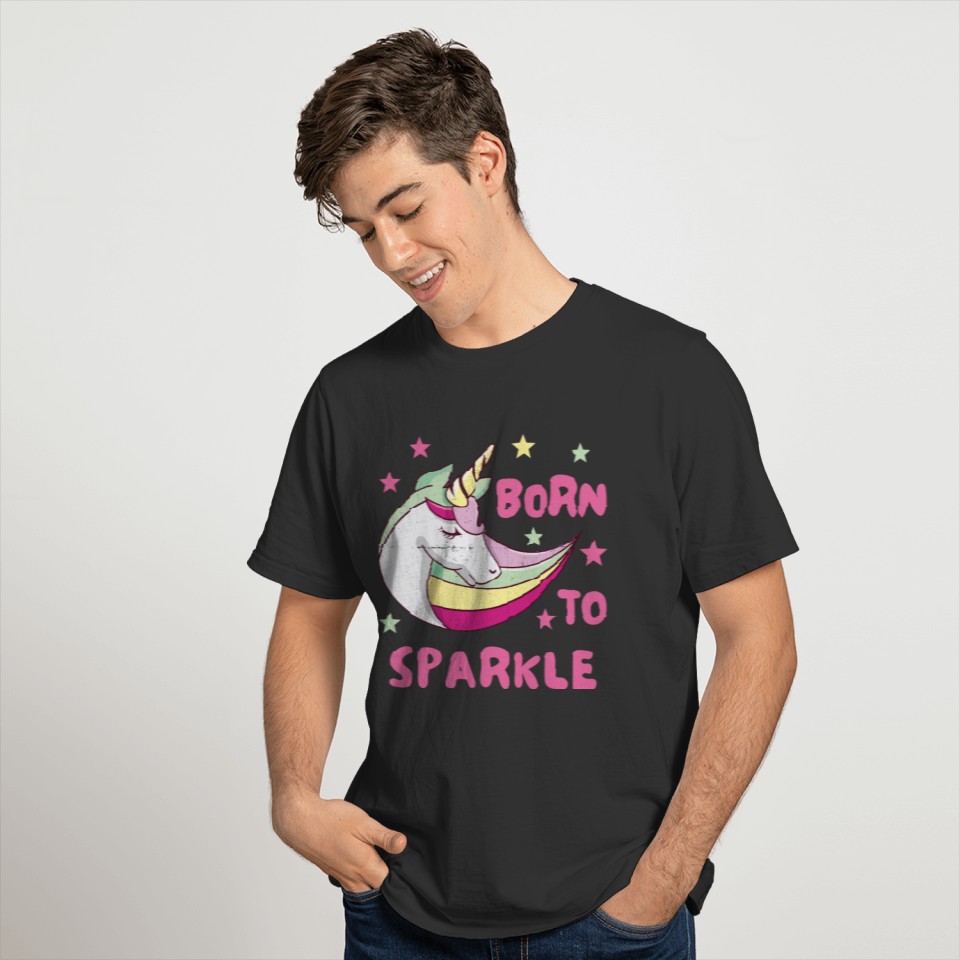 Pink Born to Sparkle Unicorn T Shirts