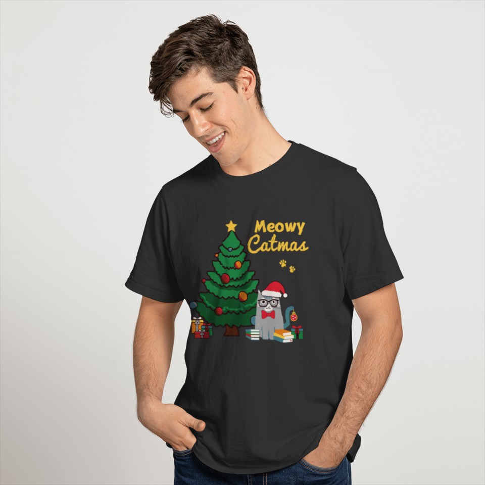 Cat Christmas Meowy Catmas T Shirt Long Sleeve Boo T-shirt