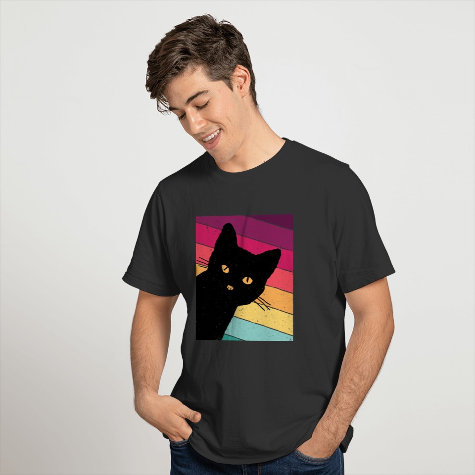 Retro Cat Black Cat Shirt Vintage Cat T-shirt