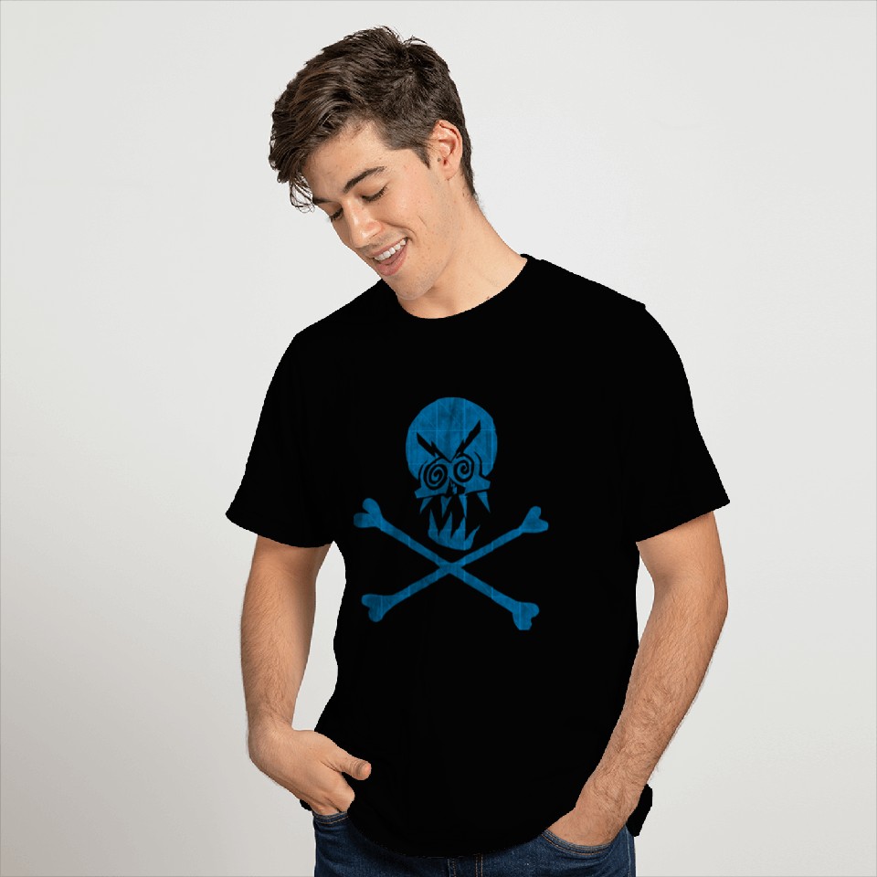Drunk Pirate Skull & Crossbones Vintage (Br Blue) T Shirts