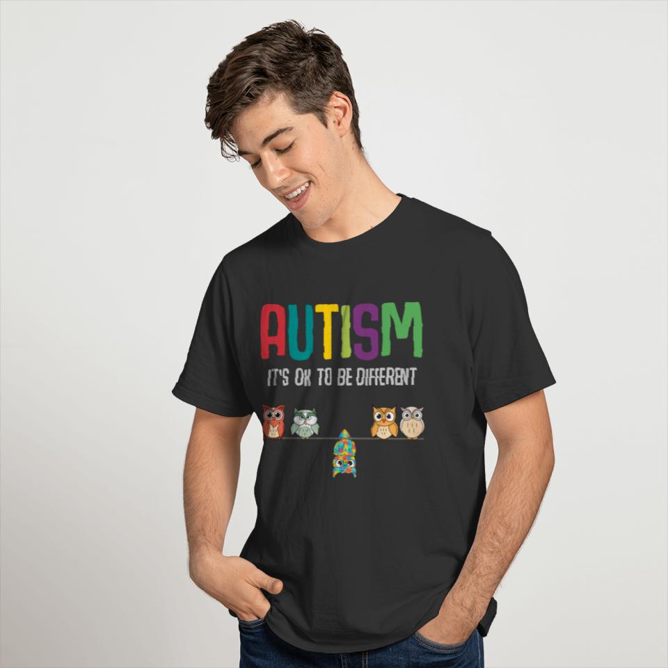 Cute Owl Autism Awareness Puzzle Autistic Kid T-shirt