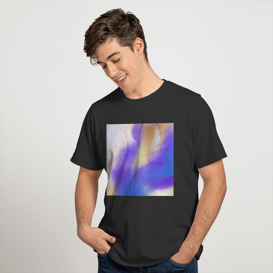 Purple Watercolor Gold Abstract Painting T Shirts